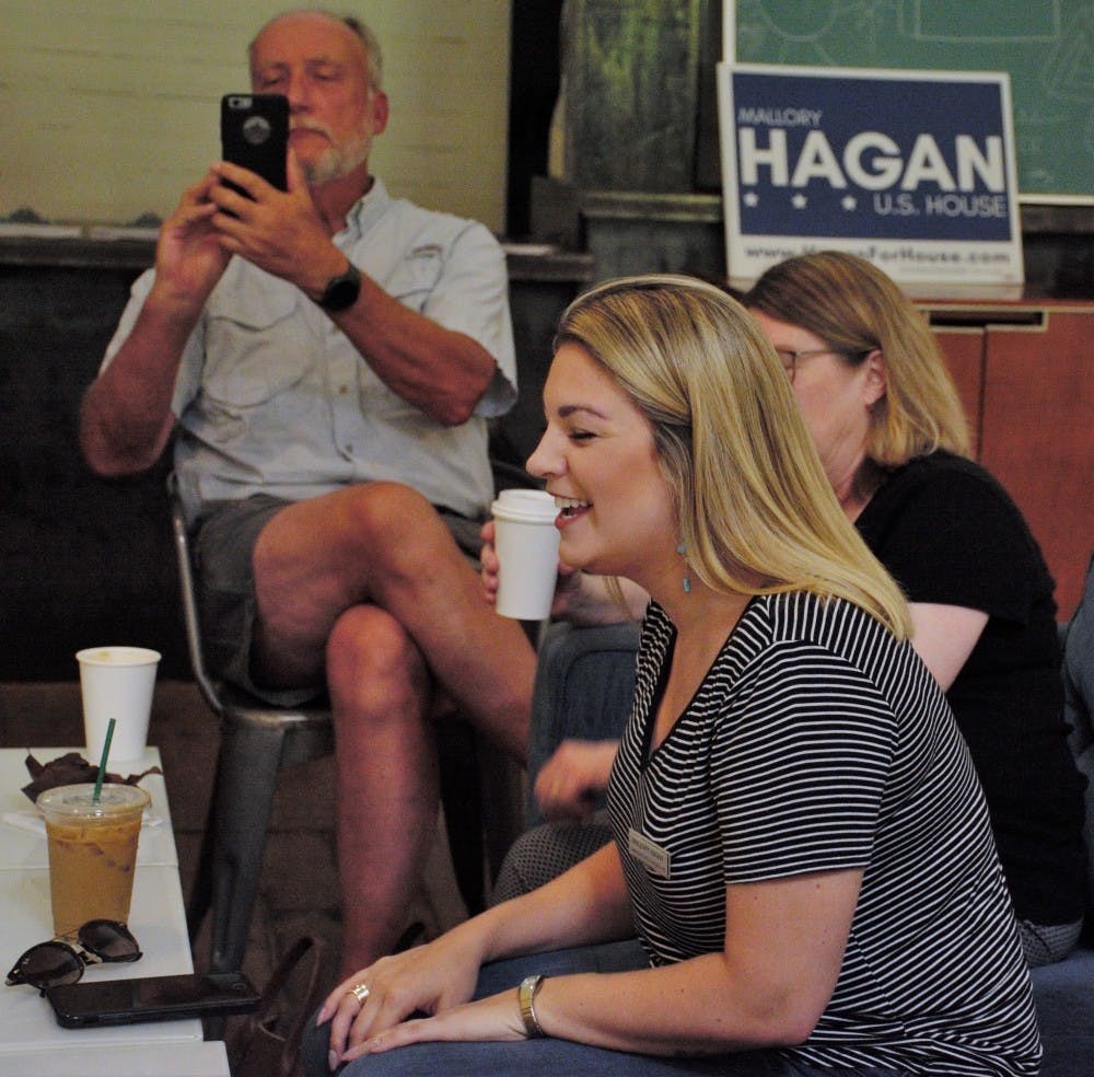Congressional candidate Mallory Hagan chatted with voters Saturday, July 28, as she made her way around Lee County, Ala.&nbsp;