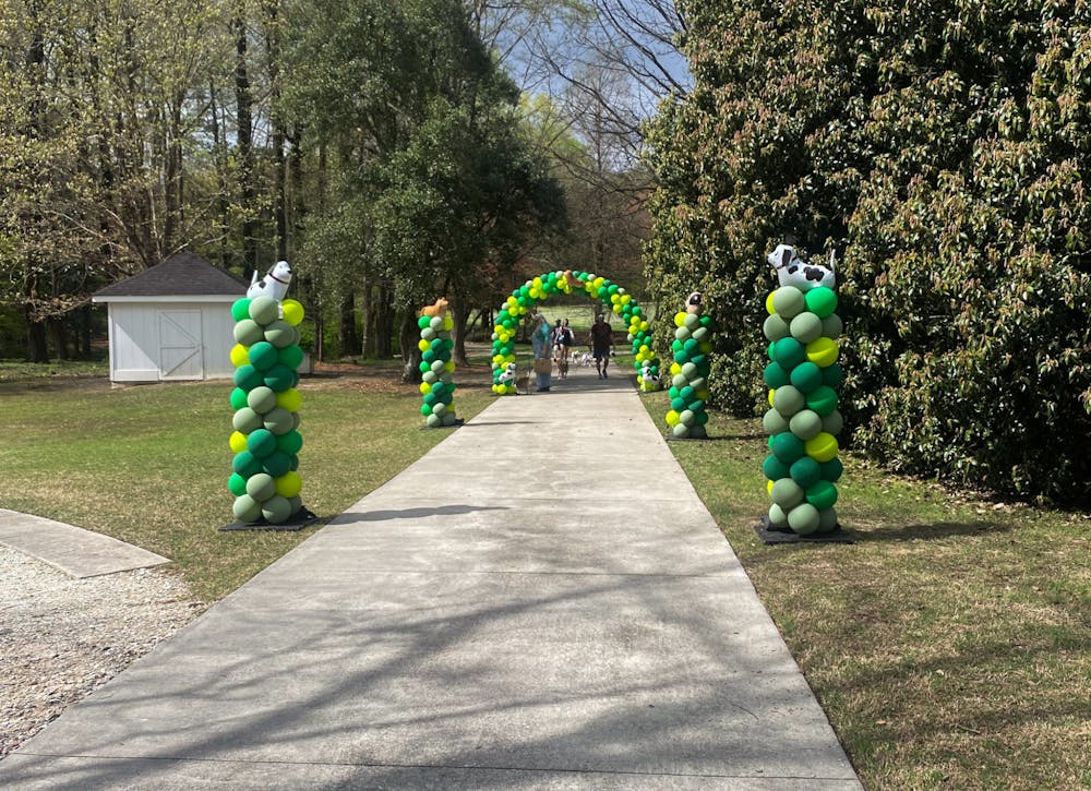Decorations for Bark in the Park at Kiesel Park on March 16, 2024. 