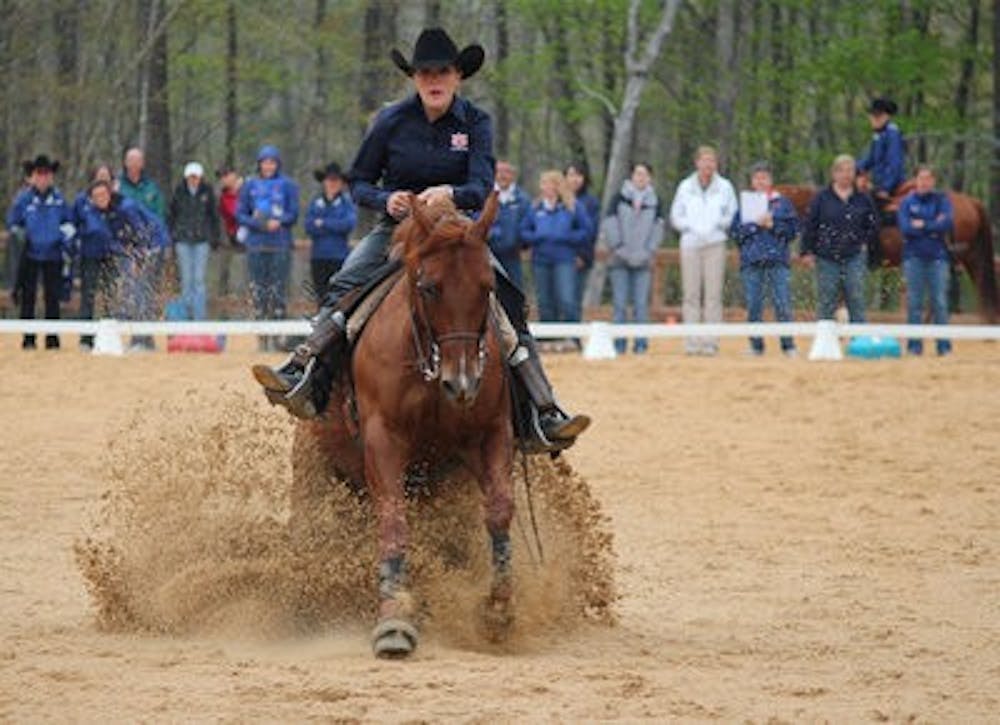 Senior reiner Paige Monfore rides in the SEC Championships in South Carolina. Auburn won the title 11-9. (Contributed)