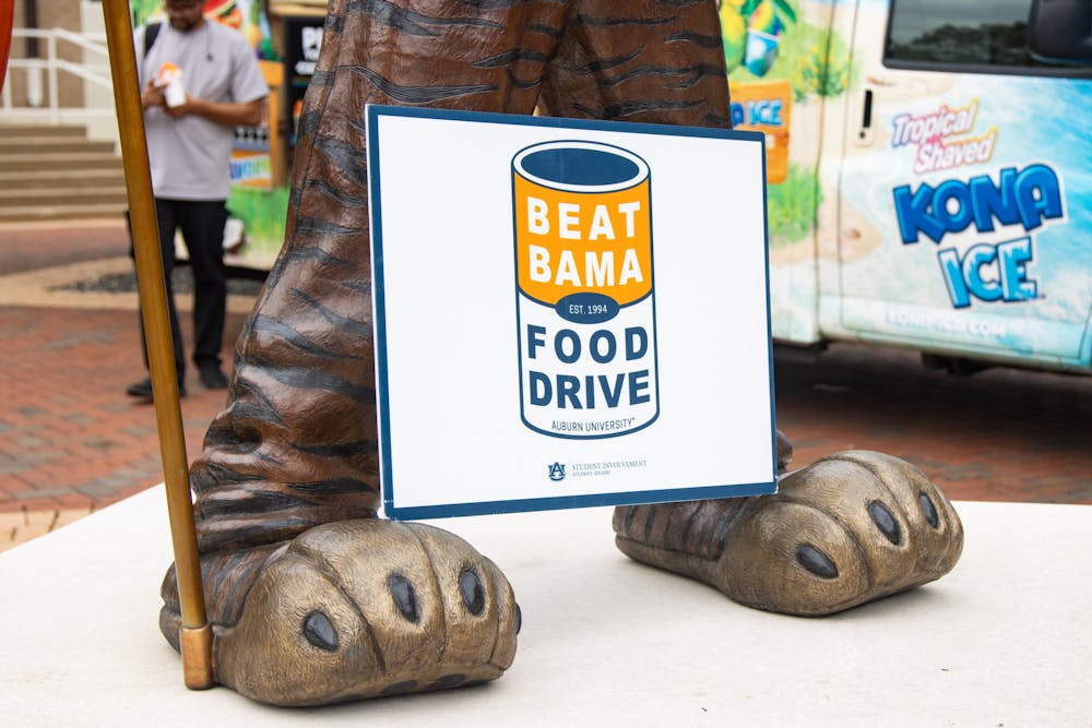 <p>Beat Bama Food Drive sign advertises the program.</p>