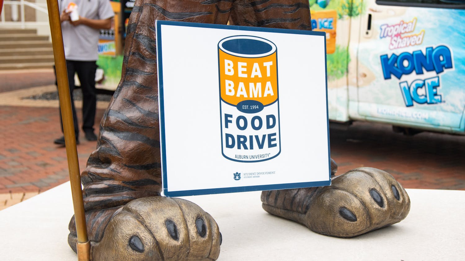 Beat Bama Food Drive sign advertises the program.