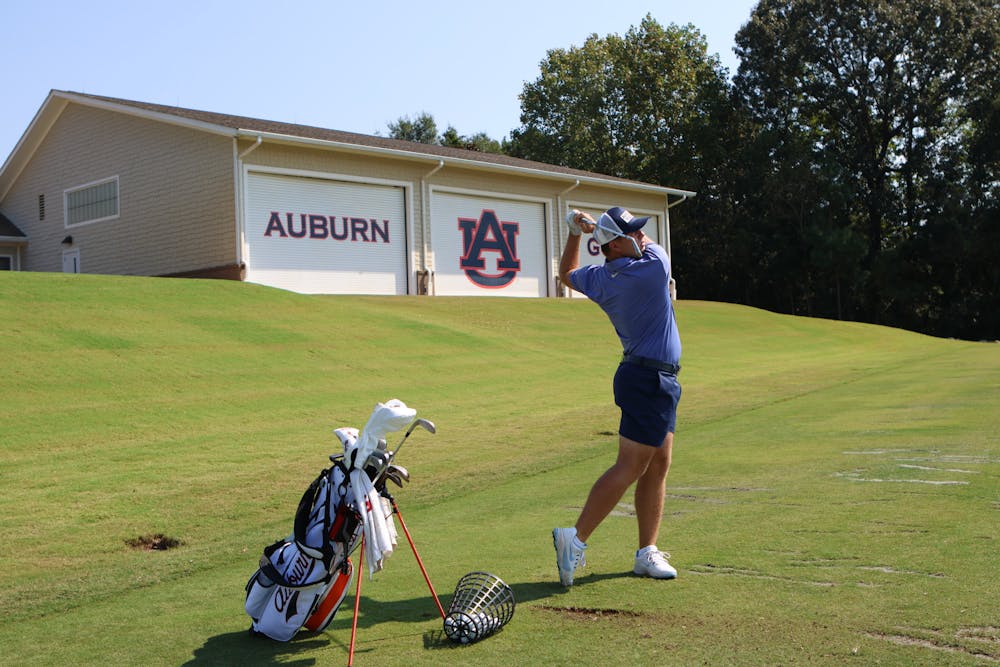 Auburn's Josiah Gilbert drives the ball at practice on September 12, 2025