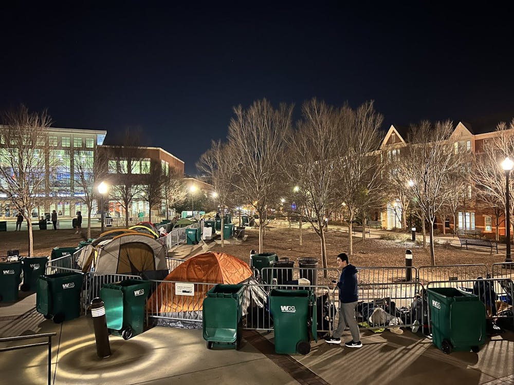 <p>Feb. 11, 2022; "Jungle Village" sets up the night before a game against Texas A&amp;M outside of Auburn Arena in Auburn, Ala. (Mandatory credit: Jacob Hillman/The Jungle)</p>