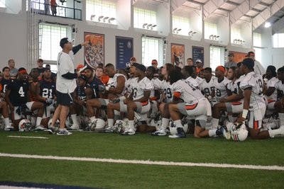 Chizik is varying when the team practices indoors as they attempt to beat the heat. (Danielle Lowe / PHOTO EDITOR)