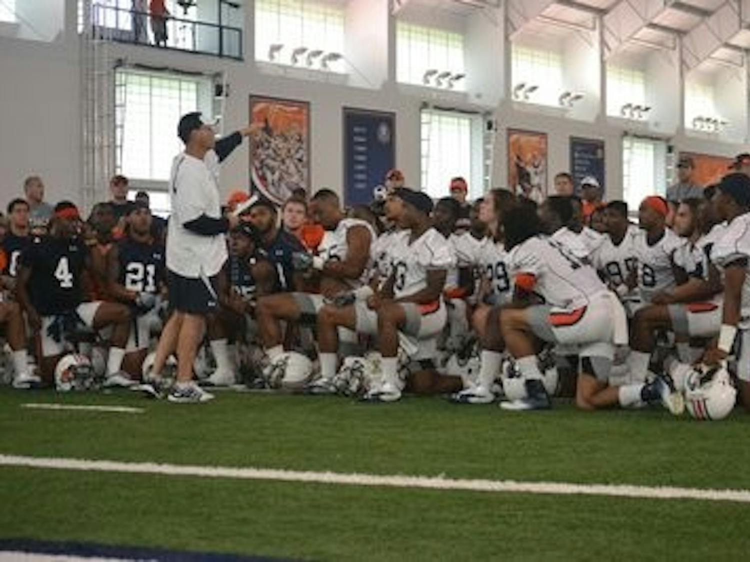 Chizik is varying when the team practices indoors as they attempt to beat the heat. (Danielle Lowe / PHOTO EDITOR)