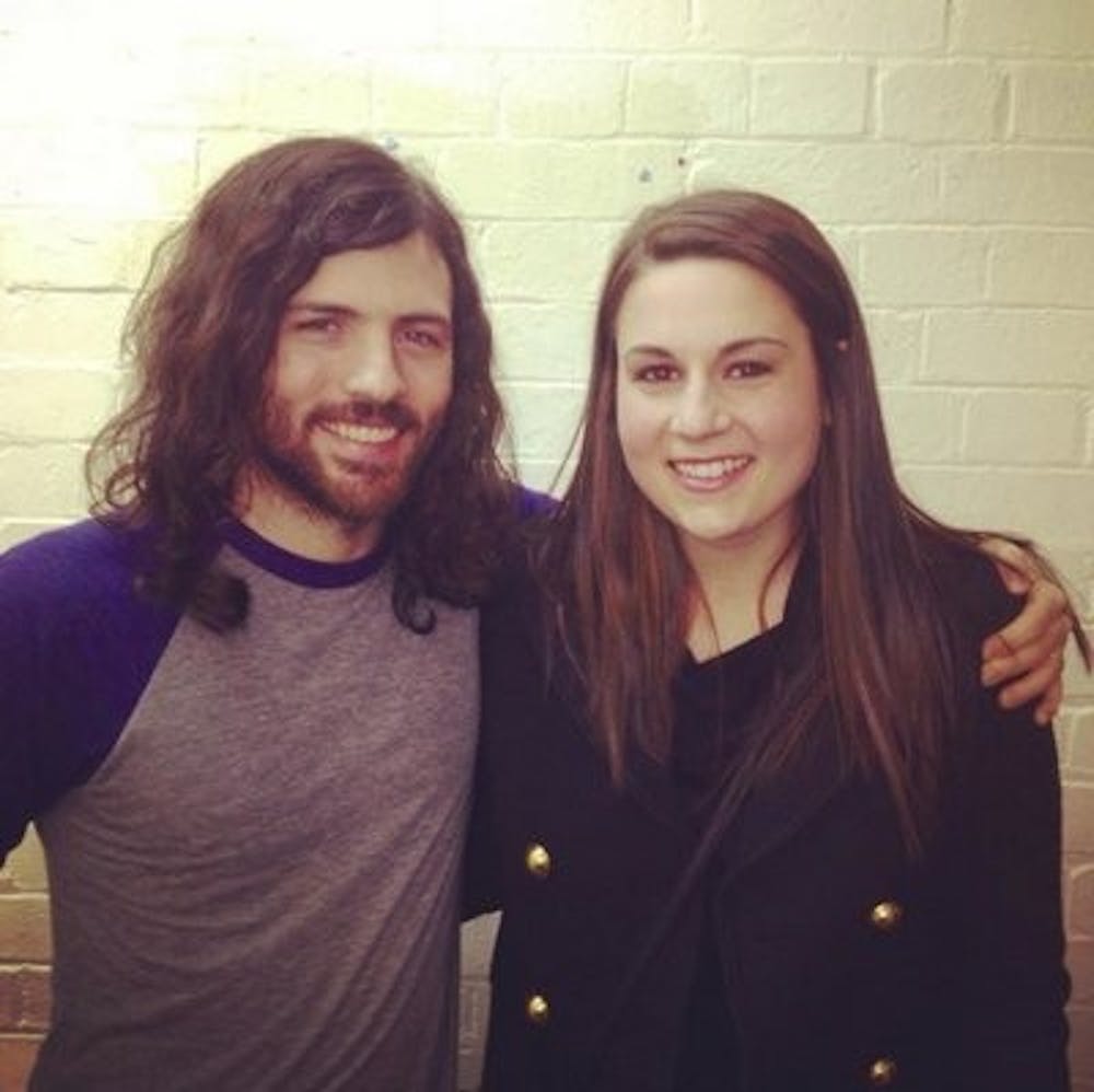 Scott Avett and Jacie Coressel hang out in London backstage after the concert.
(Contributed by Jacie Coressel)