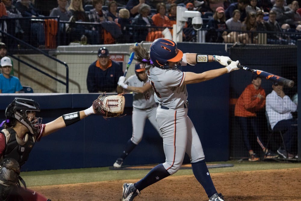 Kendall Veach (24) bats&nbsp;for Auburn Softball against Arkansas Friday, April 20, 2018, in Auburn, Ala.&nbsp;