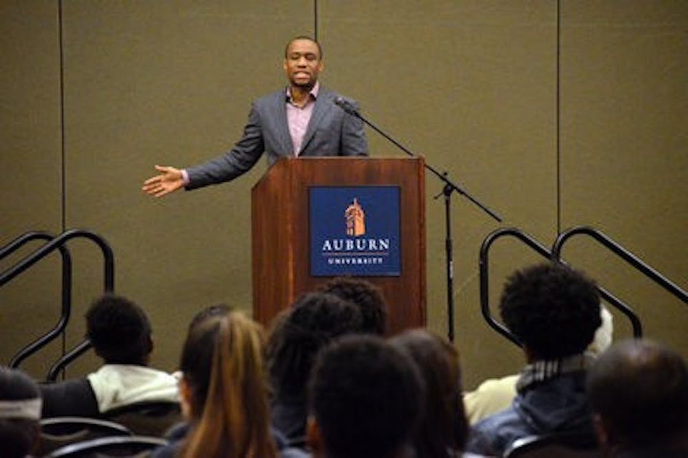 Marc Lamont Hill, distinguished professor of African American studies at Morehouse College, kicked off Black History month at Auburn University with his speech on "Building Community in an Hour of Chaos: Progress in the Age of Obama," according to Allen Sutton, director at the Multicultural Center. (Emily Enfinger l Photo Editor)
