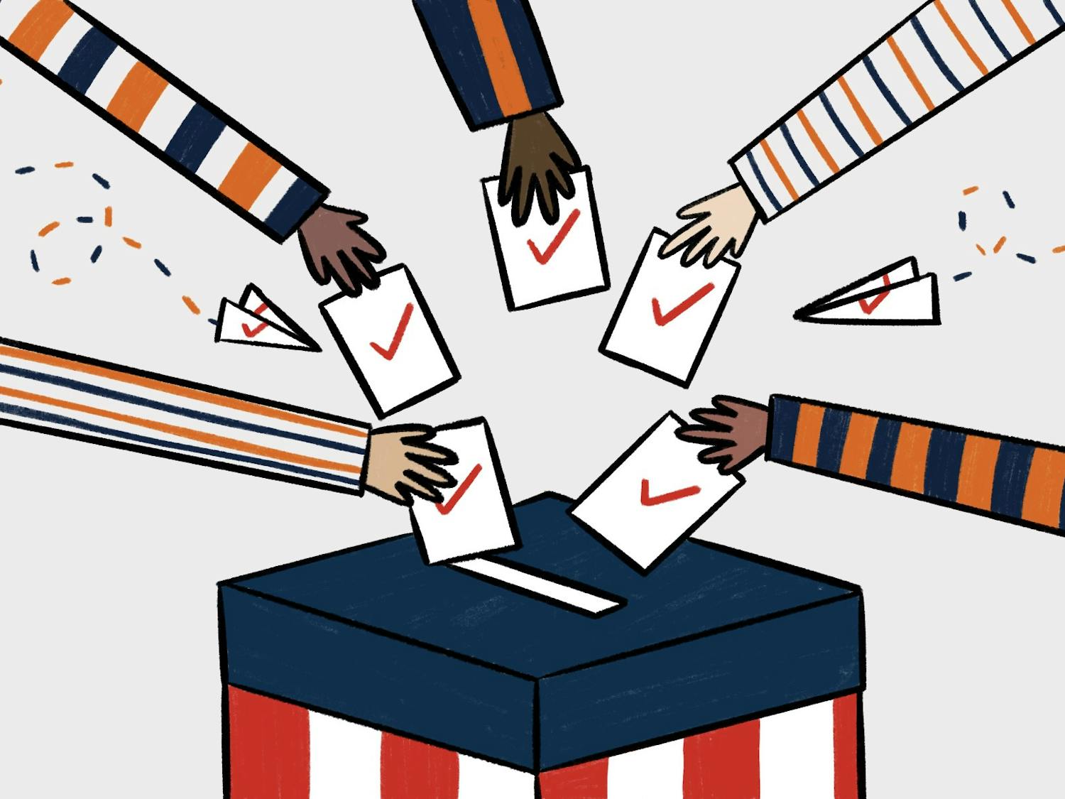 College students voting graphic