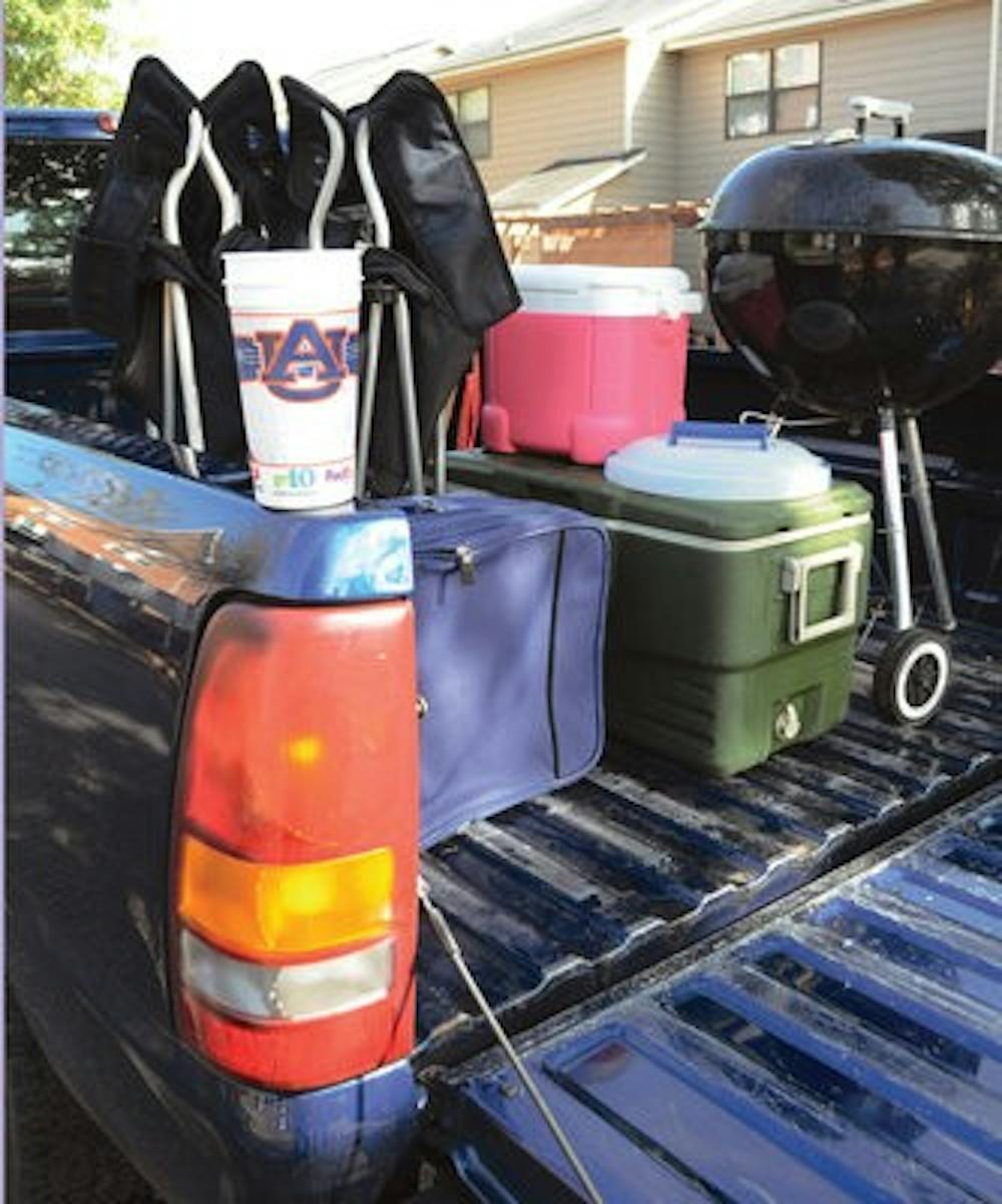 A student's truck is packed with supplies for an away game. (Christen Harned / ASSISTANT PHOTO EDITOR)