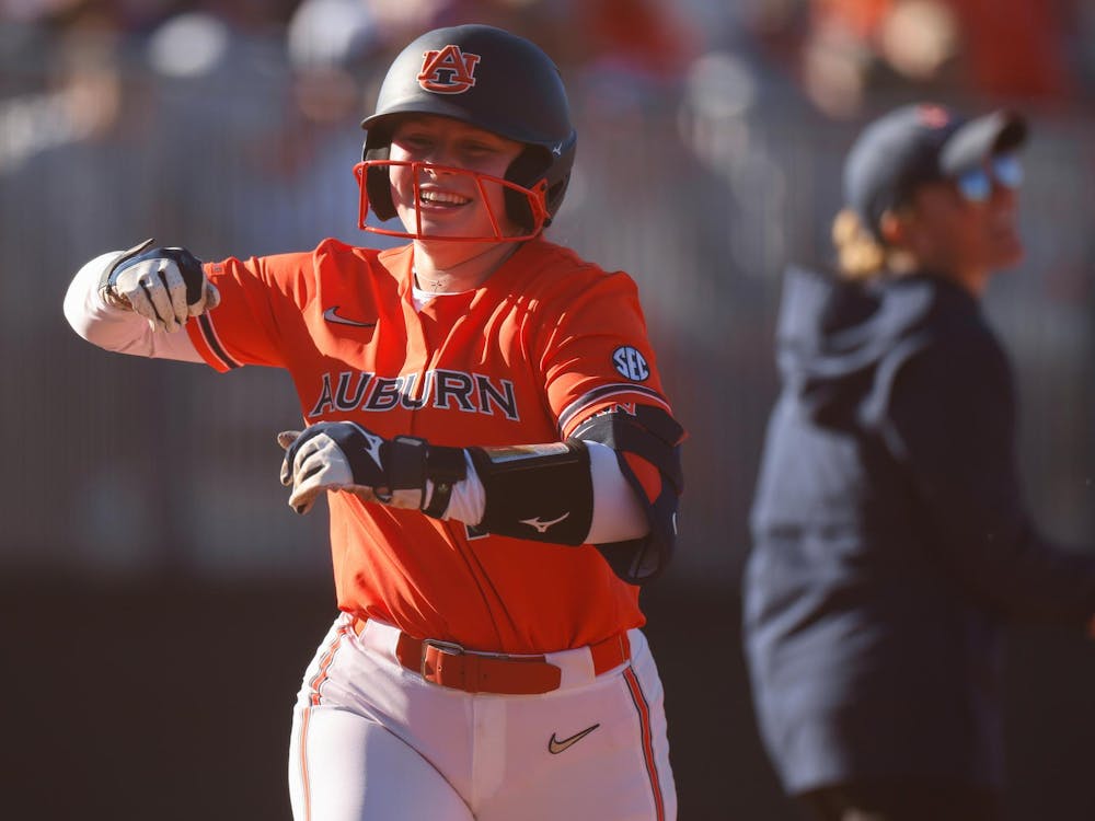 CLEARWATER, FL - FEBRUARY 07 - Auburn’s AnnaLea Adams (14) during the game between the Auburn Tigers and the #9 Clemson Tigers at Eddie C. Moore Complex in Clearwater, FL on Saturday, Feb. 7, 2026. Photo by David Gray/Auburn Tigers