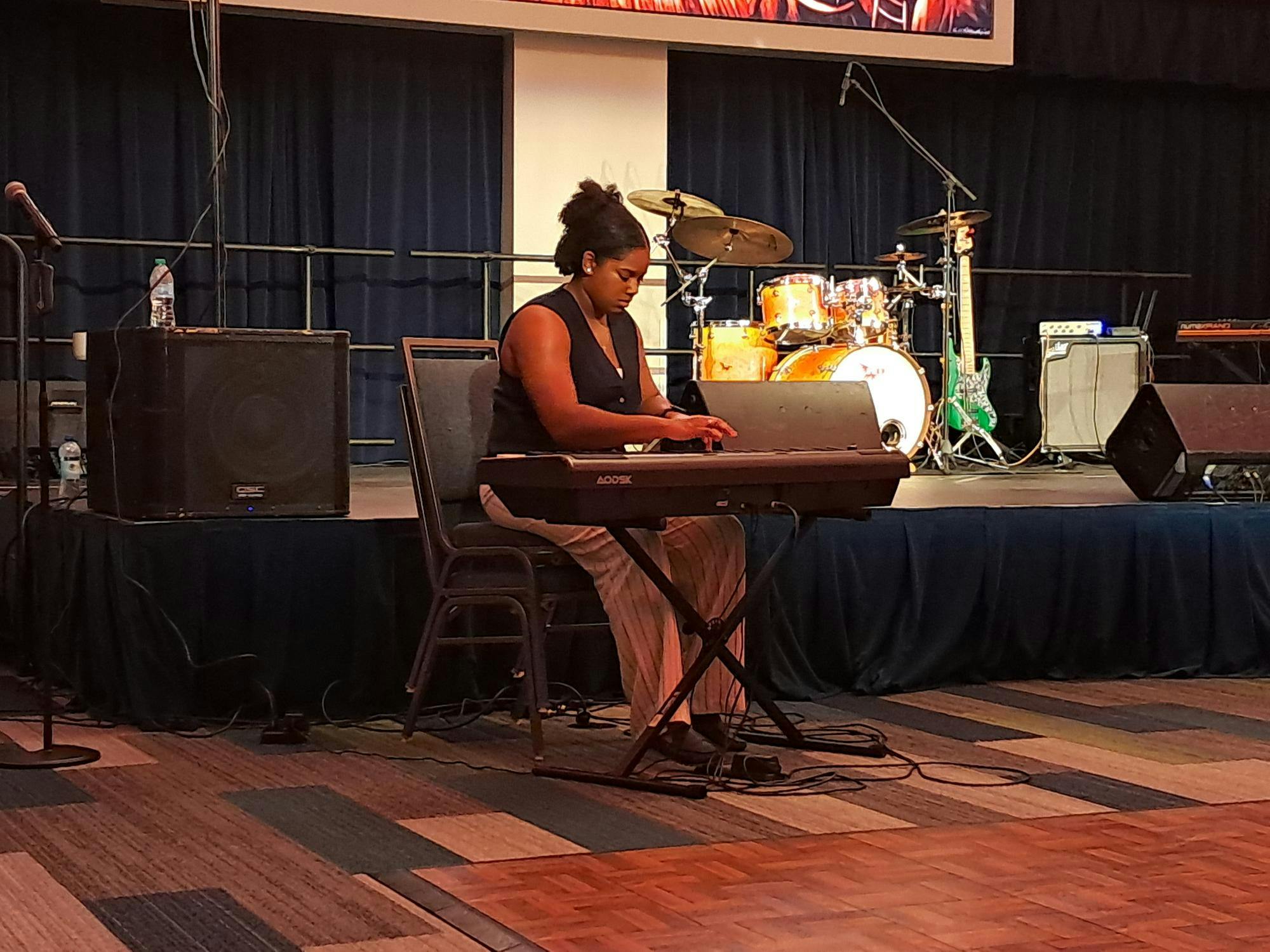 A student plays the keyboard during BSU's Jazz and Poetry Night on Feb. 26, 2026.