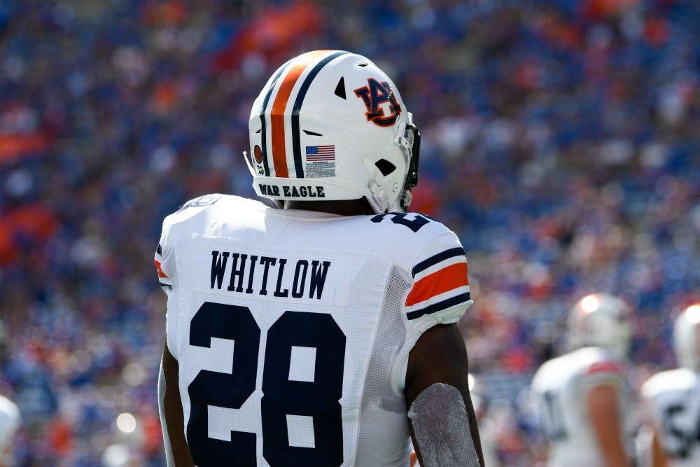 <p>JaTarvious Whitlow (28) warms up during Auburn vs. Florida, on Saturday, Oct. 5, 2019, in Gainesville, Fla.</p>