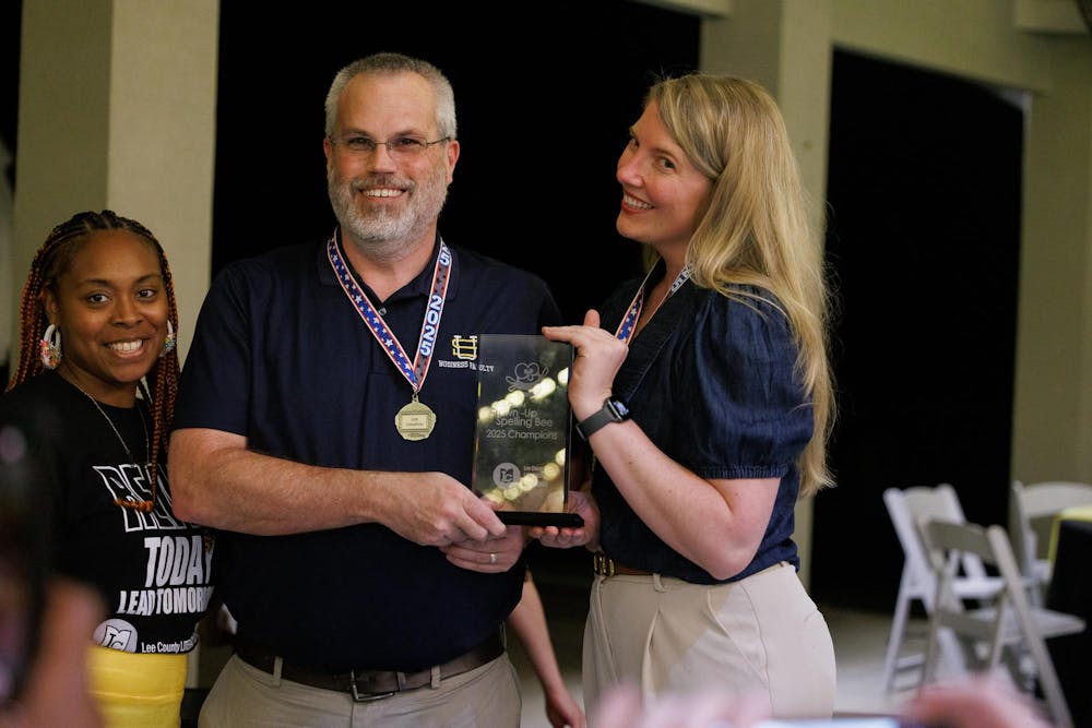 SU Spelling Squad from Southern Union Community College pose after winning The Great Grown-Up Spelling Bee on Aug. 28, 2025.