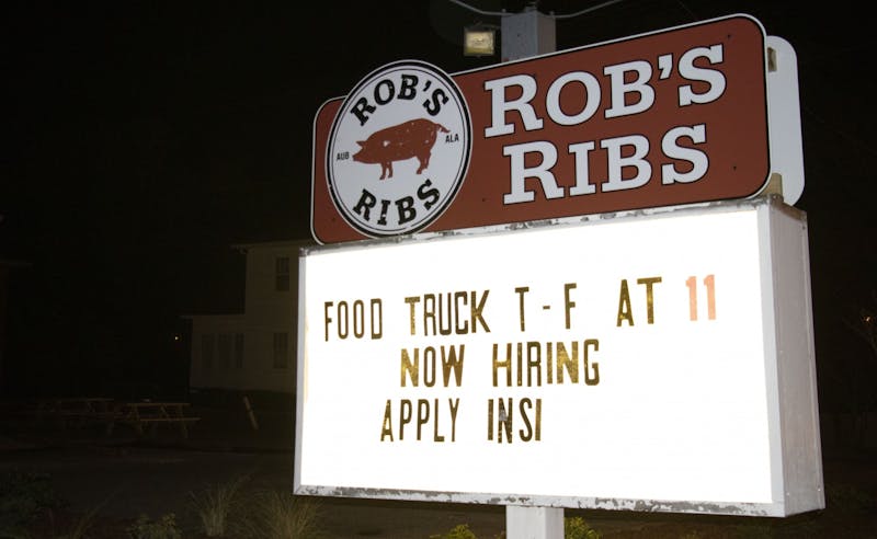 Rob's Ribs is located on North College Street by the railroad tracks at the former site of Mike &amp; Ed's Bar-B-Q.