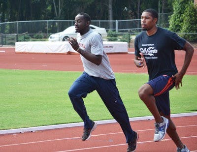 Harry Adams and Keenan Brock practice at the Hutsell-Rosen Track on May 31, 2012 in Auburn, Ala. (Danielle Lowe / PHOTO EDITOR)