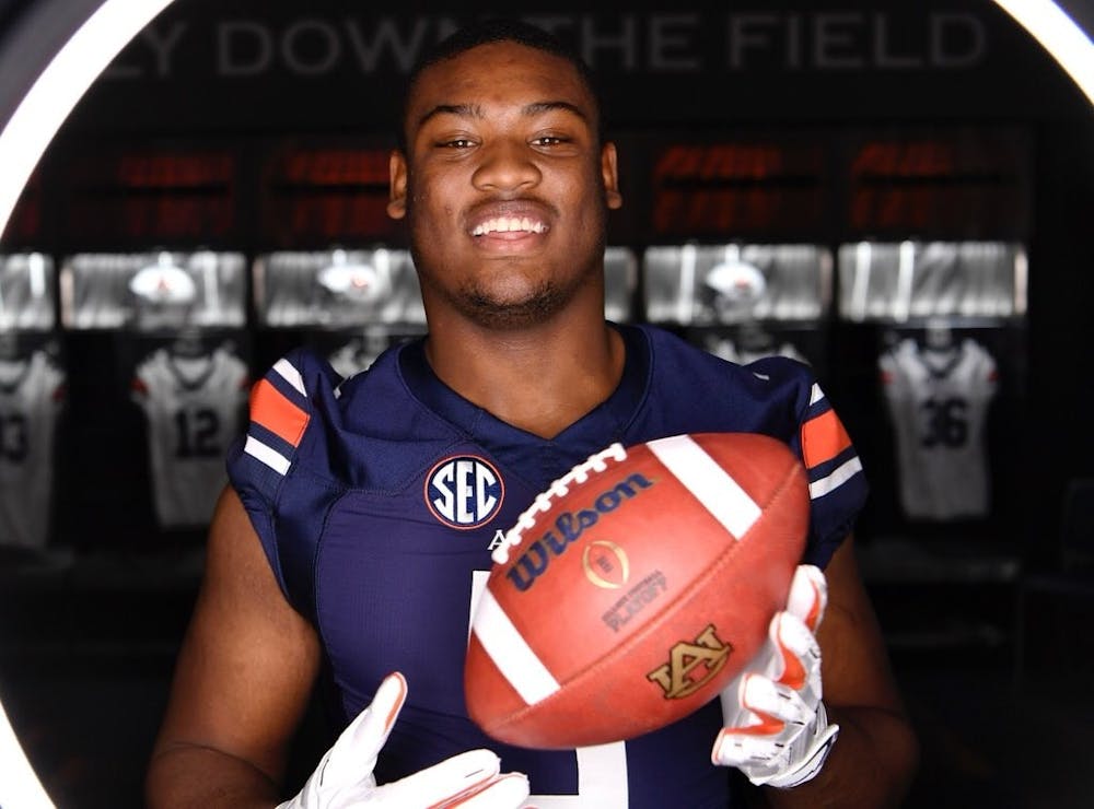 <p>Auburn tight end Jeremiah Pegues on a recruiting visit. Photo courtesy: Jeremiah Pegues/Twitter.</p>