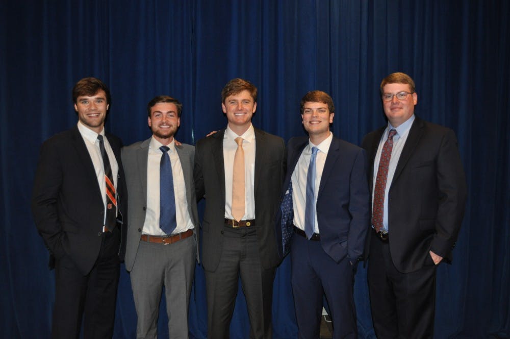 <p>The 2019 Interfraternity Council poses for a photo.</p>