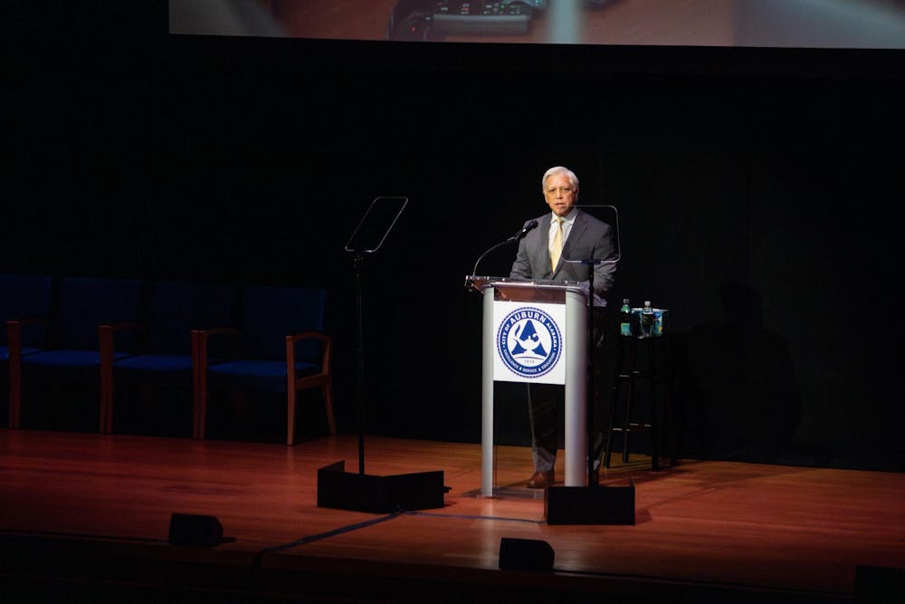 <p>Auburn Mayor Ron Anders speaks at the State of the City Address at the Jay and Susie Gogue Performing Arts Center on Oct. 2, 2025.</p>