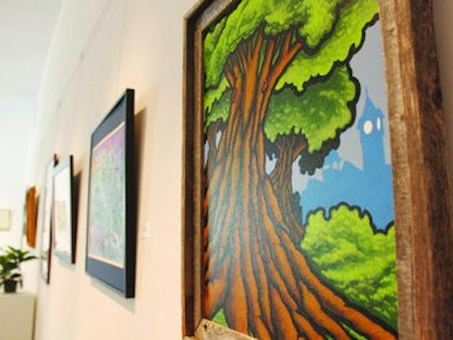 Bob Ekelund's "Summer Nocturne, Taos" and other work displayed at Jan Dempsey Community Arts Center. (Alex Sager / PHOTO EDITOR)