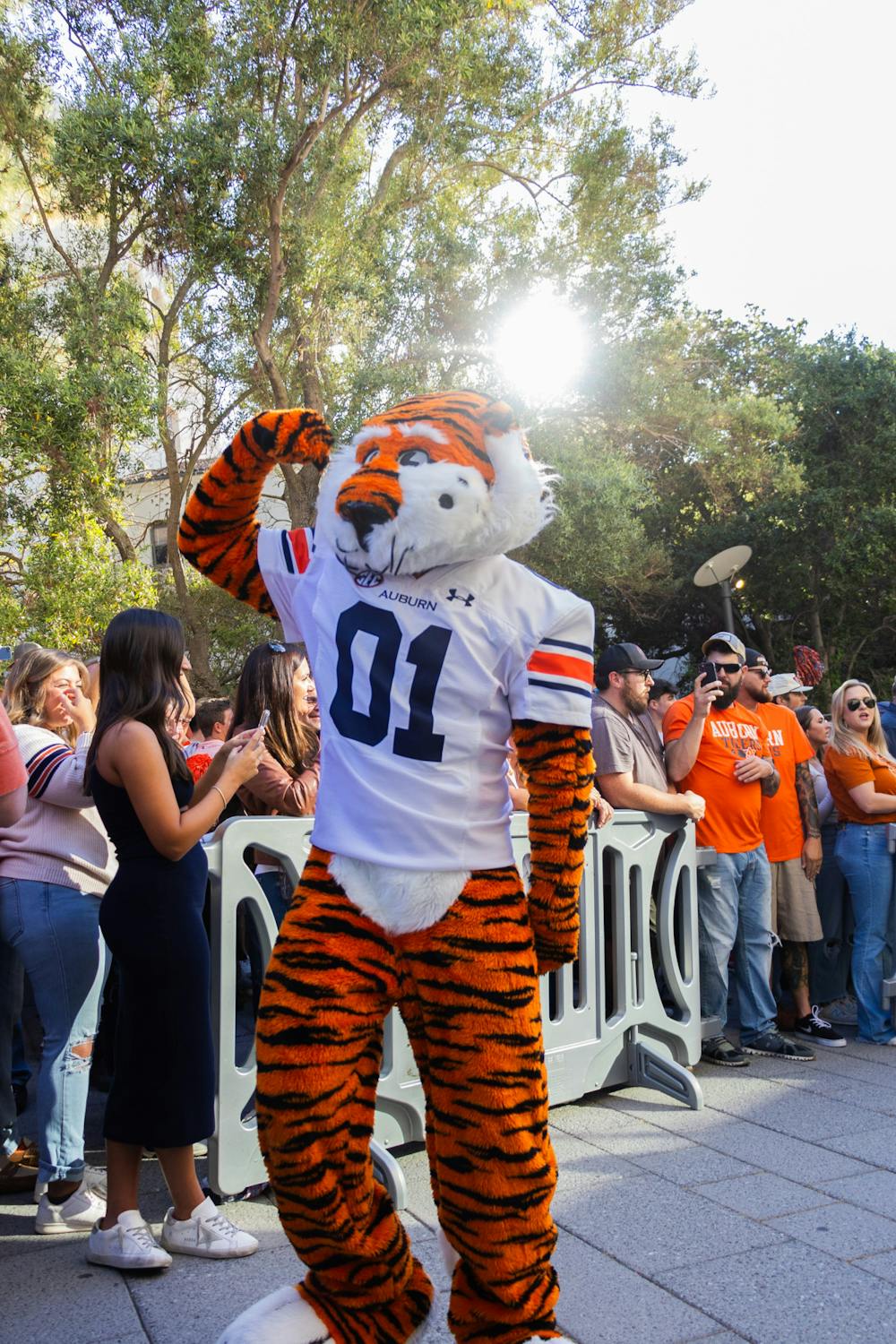 Aubie hypes up the crowd outside Cal Memorial Stadium
