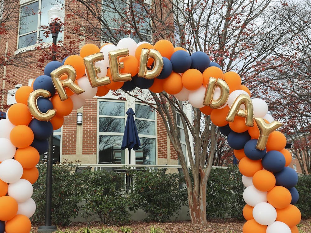 A balloon arch for Creed Day stands outside the Melton Student Center on Wednesday, Nov. 19, 2025.