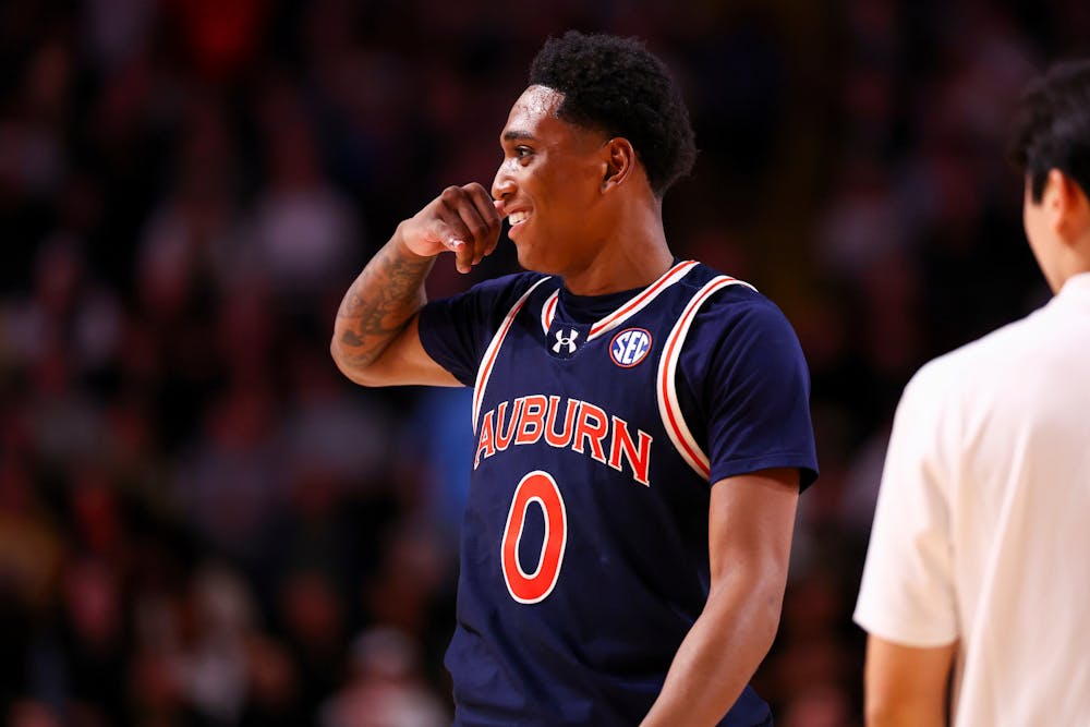 NASHVILLE, TN - FEBRUARY 11 - Auburn's Tahaad Pettiford (0) during the game between the #1 Auburn Tigers and the Vanderbilt Commodores at Memorial Gymnasium in Nashville, TN on Tuesday, Feb. 11, 2025.

Photo by Zach Bland/Auburn Tigers