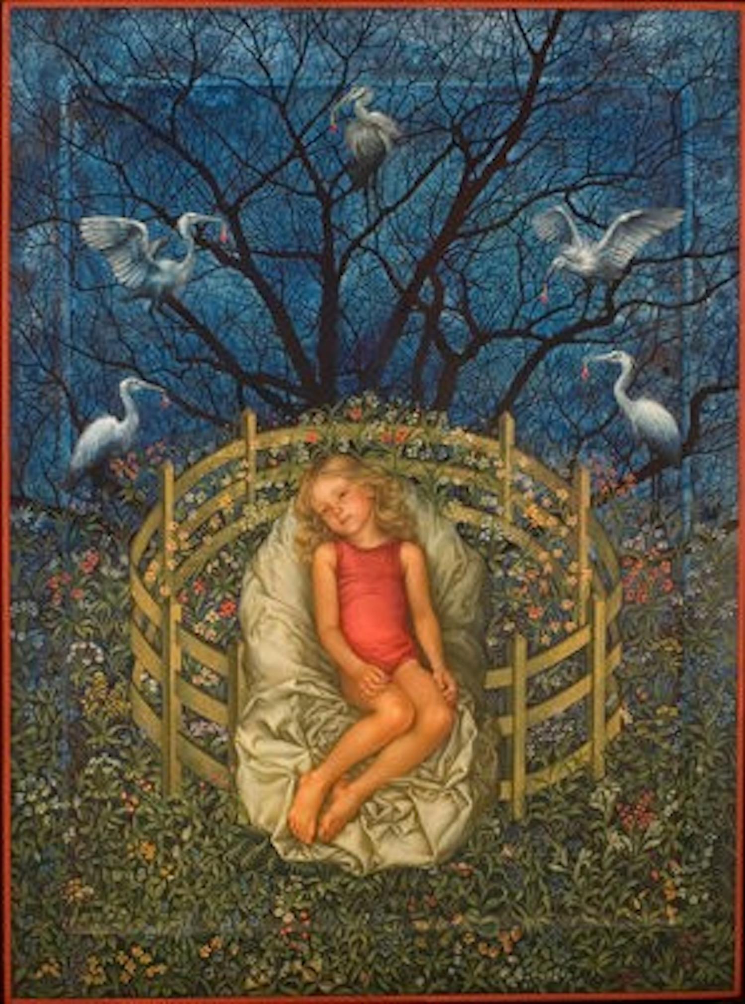 Scherer and Ouporov created "Language of the Birds" in 2009 using egg tempera, gemstones and 24-karat gold on wood panel. (Contributed by Jule Collins Smith Museum of Fine Art)