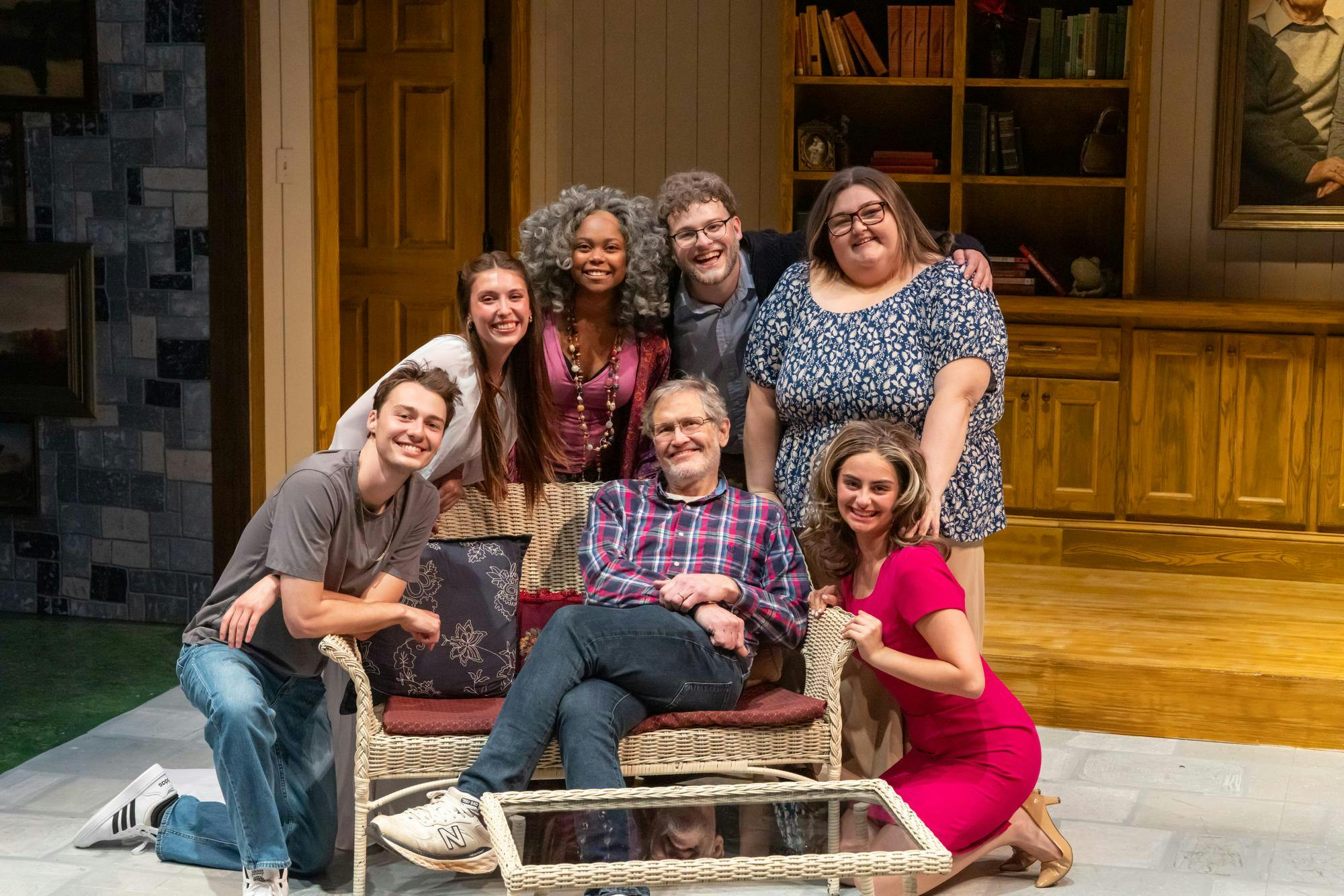 Pictured, each of the main actors in "Vanya and Sonia and Masha and Spike". from left to right: Reid Williams (Spike), Sarah Schomburg (Nina), Morgan Mckenzie (Cassandra), Director Scott Phillips, Harrison Dunn (Vanya), Rebekah Taylor (Sonia), Elizabeth O'Malley (Masha)