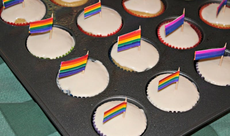 Rainbow cupcakes served at Tiger Pride.