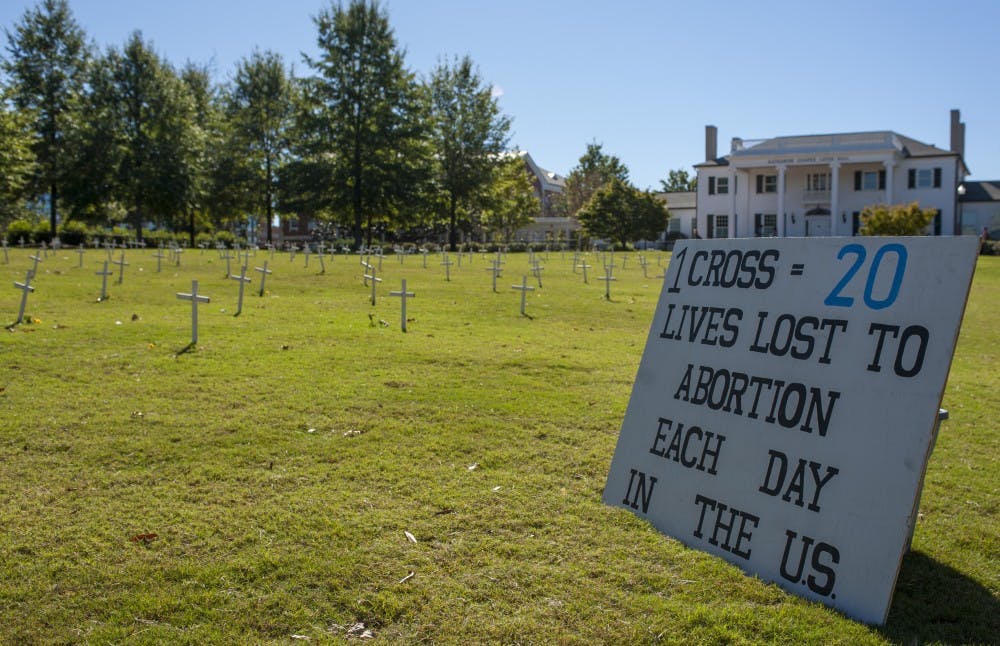 <p>Pro-life demonstration in front of Cater Hall on Tuesday, Oct. 18 in Auburn, Ala.</p>
