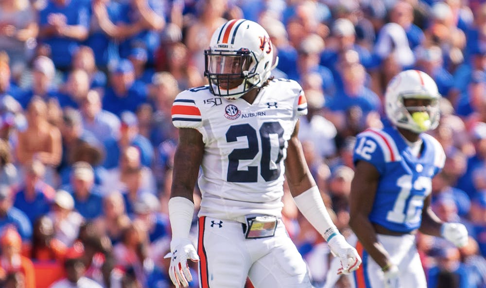 <p>Jeremiah Dinson (20) during Auburn at Florida on Oct. 5, 2019, in Gainesville, Fla.</p>