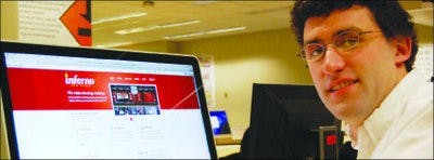 Joey Bacon, senior in entrepreneurship, is founder and CEO of a Web-design company. He has six employees. (Charlie TImberlake / Assistant Photo Editor)