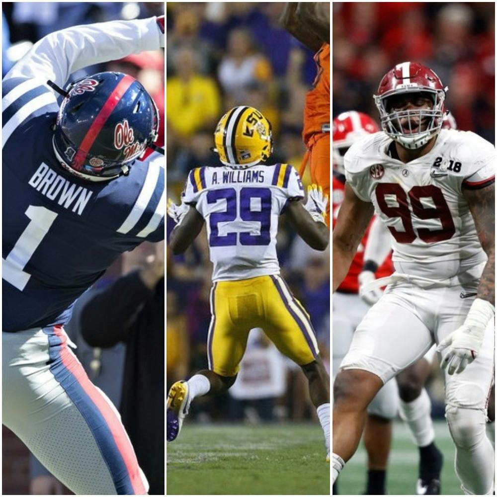 From left to right: A.J. Brown, Andraez Williams, Raekwon Davis (Getty Images).