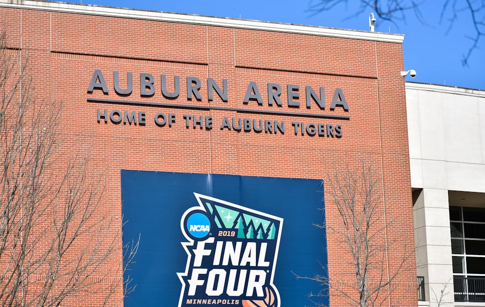 February 8, 2022; The Auburn Arena is lit up by the morning sun in Auburn, Alabama.