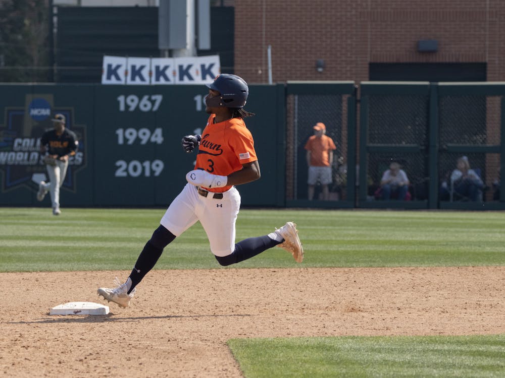 Chris Stanfield (#3) rounds second base versus Tennessee in Plainsman Park on April 7th, 2024.
