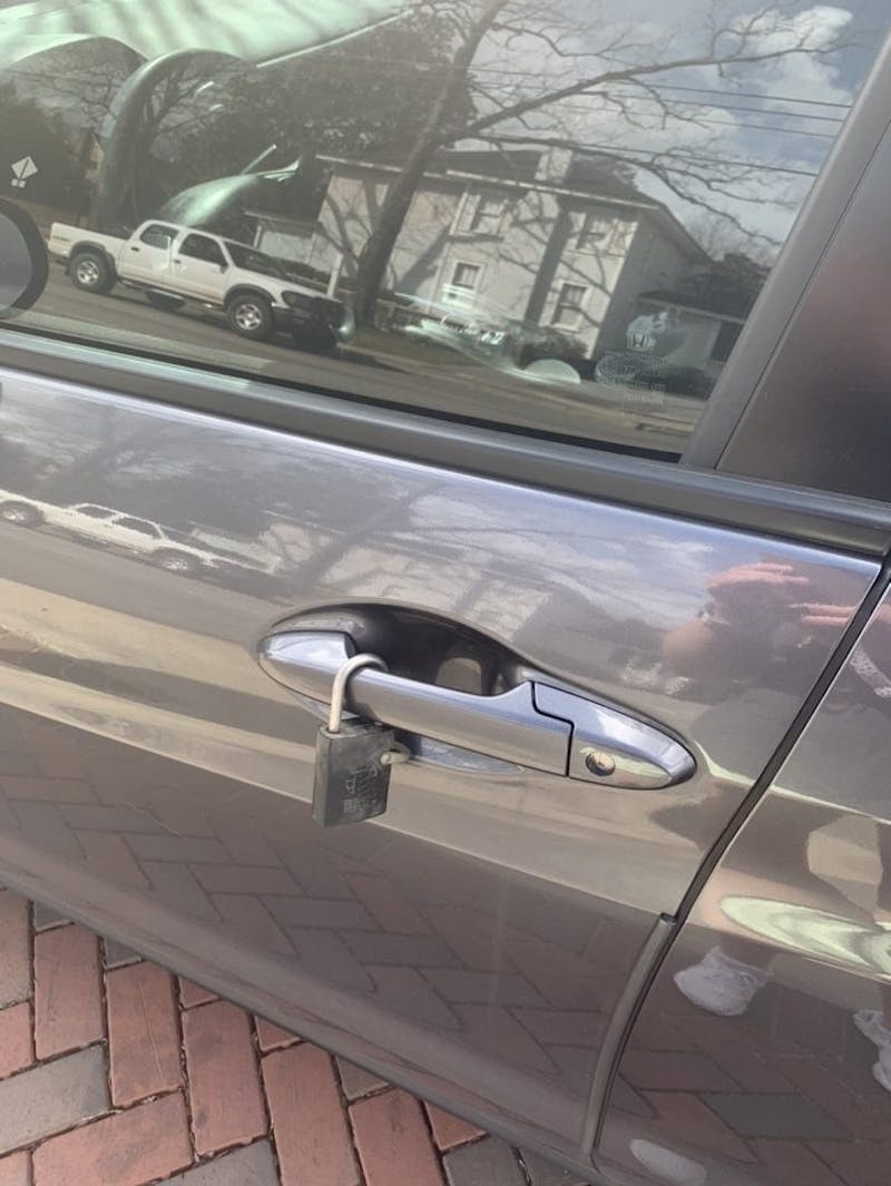 Auburn University freshman found a lock on her car door on Sunday Feb. 28. 
