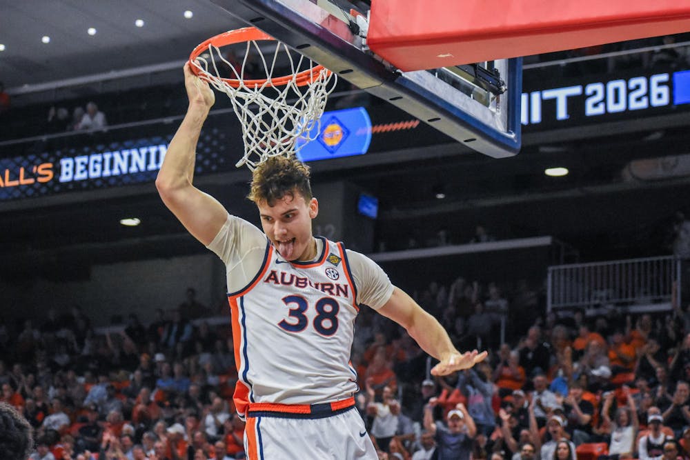<p>Filip Jović (38) dunks on Nevada in Neville Arena in Auburn, AL on March 25, 2026.</p>