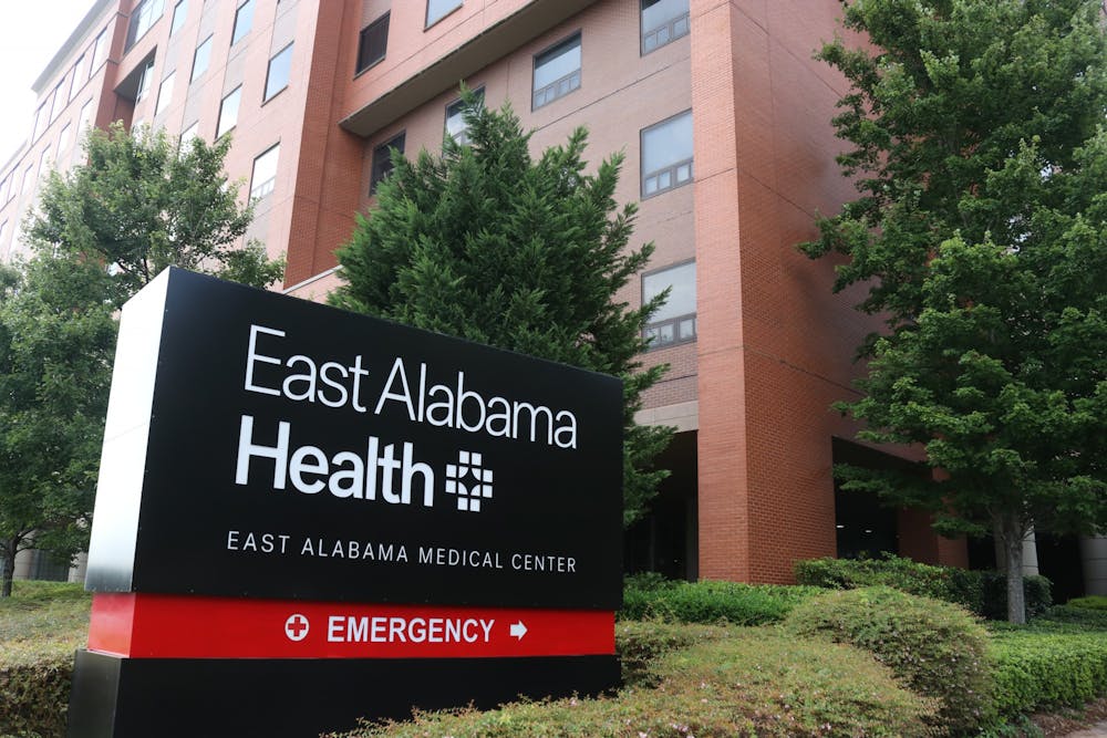 <p>The front of East Alabama Medical Center on Aug. 9, 2021, in Opelika, Ala.</p>