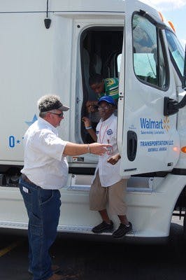 Quay Banks, getting out of one of Wal-Mart's 18-wheelers. (Courtesy of Andrew Yawn / COMMUNITY EDITOR)