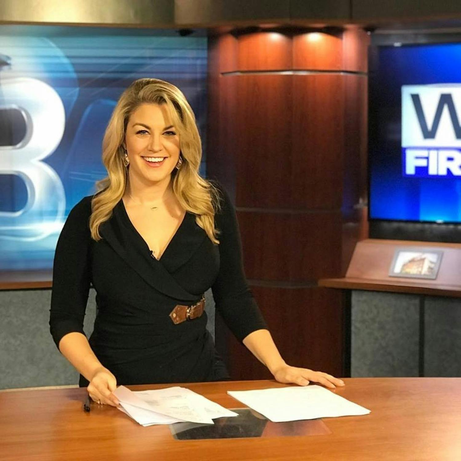 Mallory Hagan, former Miss America, delivers the news at WLTZ, a Columbus, Ga., news station.