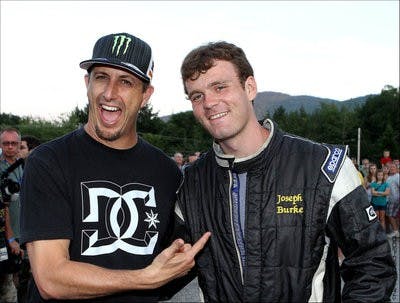 Burke poses with Ken Block, founder of DC Shoes and professional rally car driver, after an event last season. (Neil McDaid/ CONTRIBUTED)
