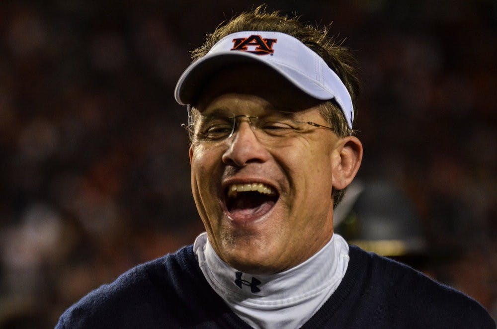 Gus Malzahn reacts to beating South Carolina.

Raye May / PHOTO EDITOR