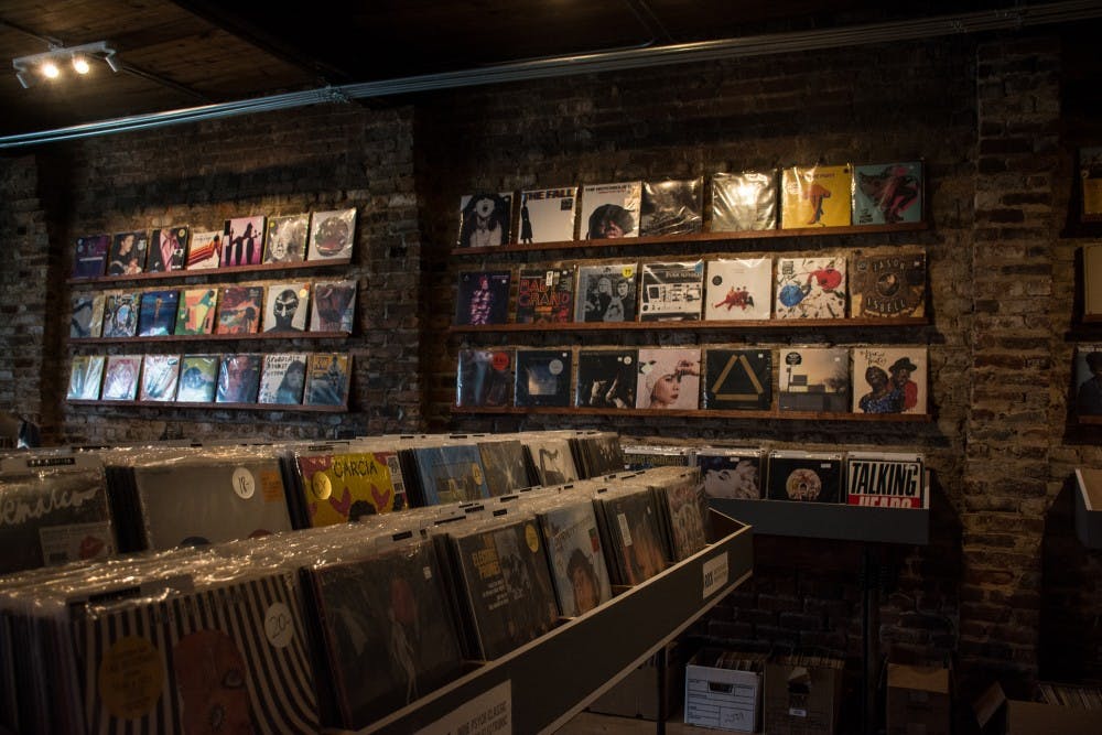Records line the walls at 10,000 Hz Record store in Opelika, Ala. on Tuesday, Aug. 21.