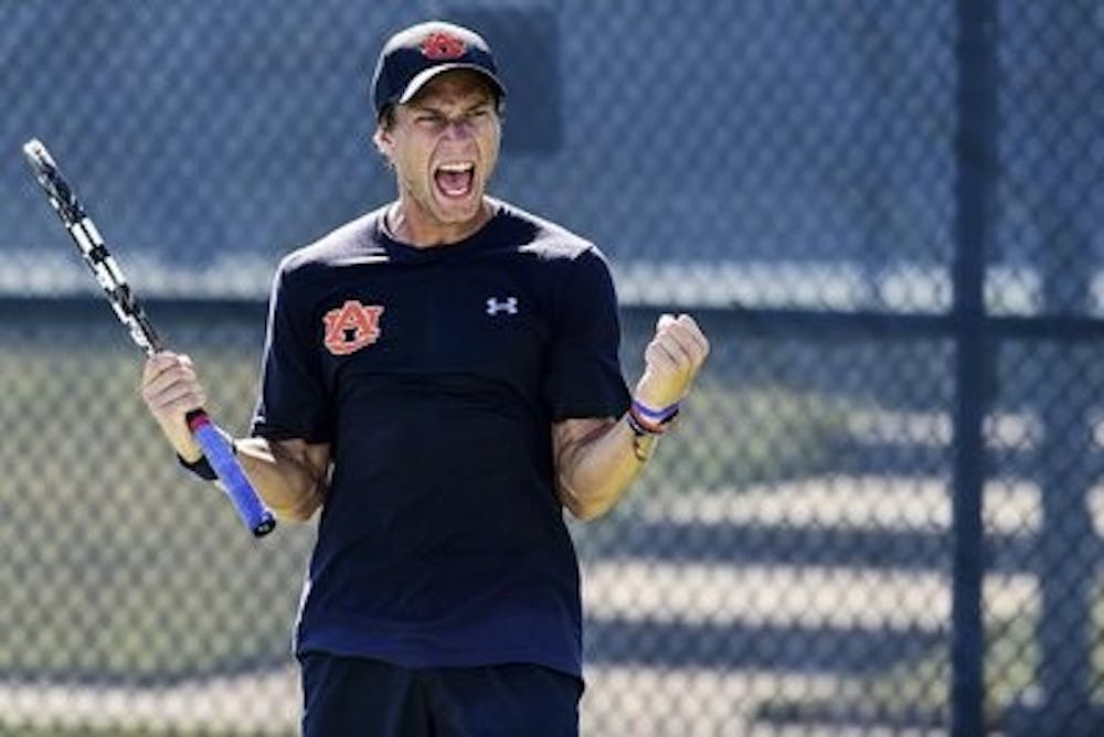 <p>Marko Krickovic celebrates a point during the ITA Southern Regionals.&nbsp;</p>