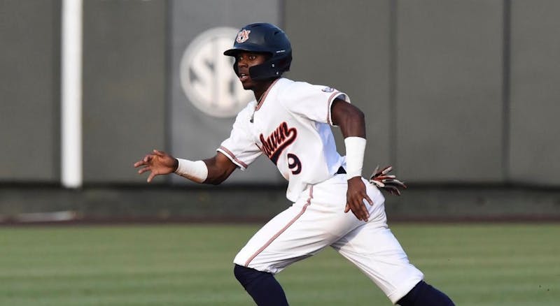 Ryan Bliss (9). Auburn baseball vs. Georgia on May 10, 2019, in Auburn, Ala. Credit Meredith Kramer / Auburn Athletics