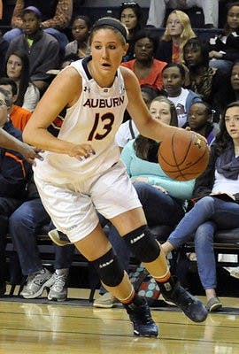 Katy Frerking drives to the basket against Georgia.