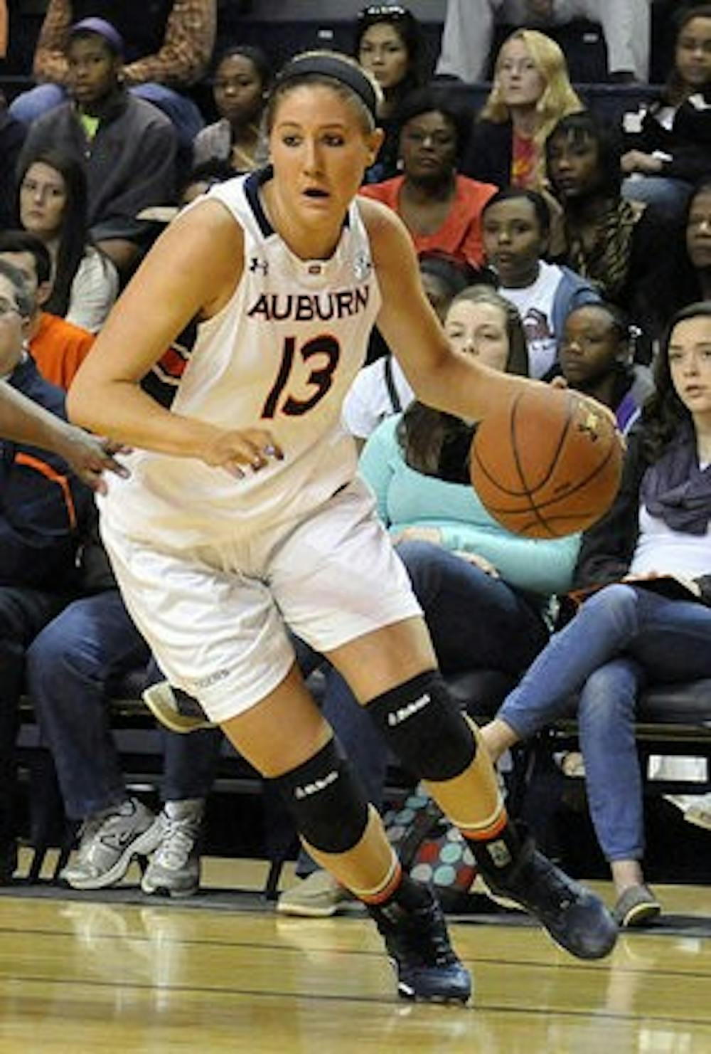 Katy Frerking drives to the basket against Georgia (Photo contributed by Anthony Hall)