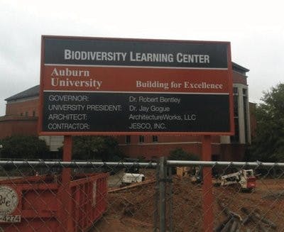 The Natural History Museum at Auburn will open Wednesday, April 3. The contrusction outside of the Biodiversity Learning Center, where the museum will be located, is still underway. (Courtesy of Rachel Pipan)