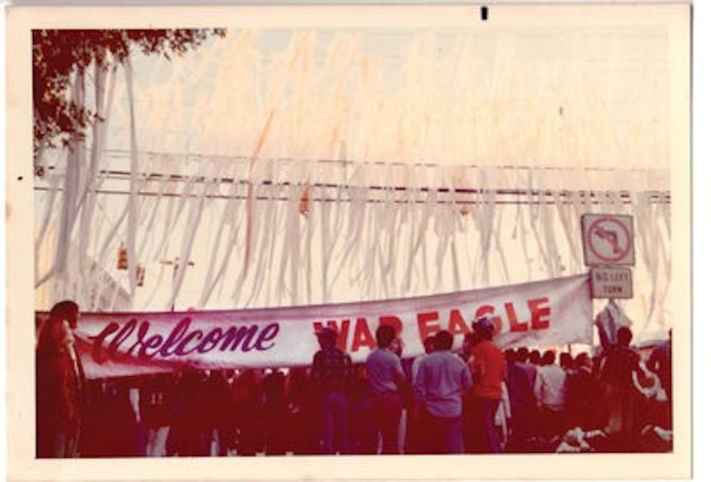 Auburn fans roll Toomer's Corner on Dec. 2, 1972 after defeating Alabama 17-16 (Contributed by Chip Woody)